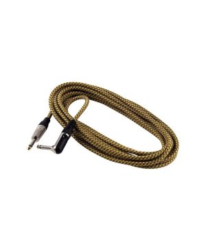 Cable Acodado Jack-Jack Rockcable Tela Oro 3 Metros
