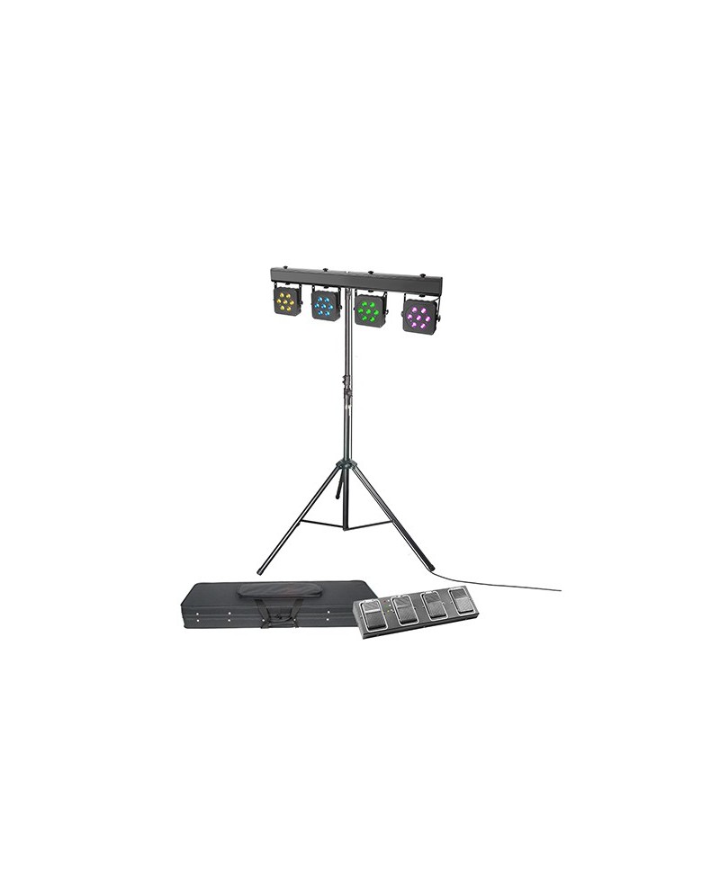 Set Proyectores LED 28x3 W TriColor Adam Hall Pedal y Soporte