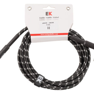 CABLE EK AUDIO PARA GUITARRA JACK - JACK RECTO - ACODADO TELA TRENZADA DE 3 M