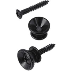 Pack de 2 soportes de sujección para correas válido para guitarras de tipo Stratocaster. Color negr