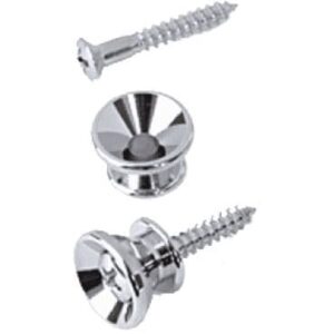 Pack de 2 soportes de sujección para correas válido para guitarras de tipo Stratocaster. Cromados