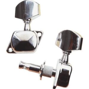 Clavijas cromadas de afinación para guitarras acústicas. Disposición 3+3