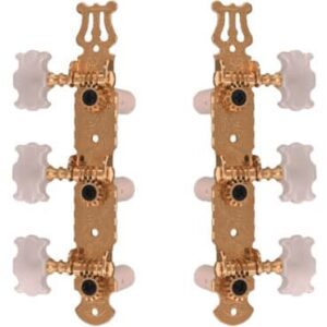 Clavijeros para guitarra clásica en forma de mariposa. Puente de clavijas metálico en color dorado 