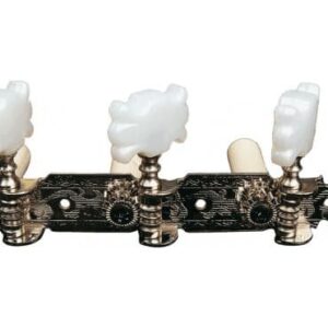 Clavijeros para guitarra clásica en forma de mariposa. Puente de clavijas metálico y clavijas de pl