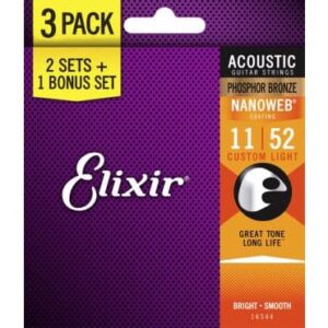 PACK DE 3 JUEGOS ACÚSTICA NANOWEB PH. BRONZE CUSTOM LIGHT 11-52