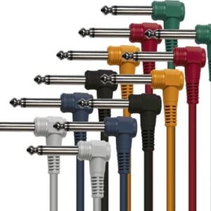 Juego de 6 cables patch de colores de 30 cm de largo. Conectores jack mono acodados