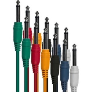 Juego de 6 cables patch de colores. 90 cm de largo. Jack mono macho a jack mono macho