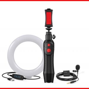 Bundle con: iRig Mic Lav, iKlip Grip Pro y aro de luz led