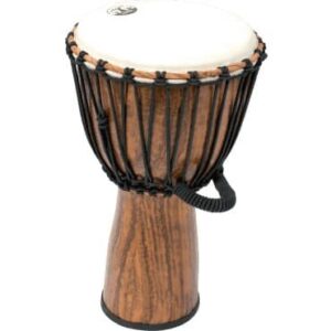 Djembe de 10? construído en PVC con diseño que imita a la madera. Permite regular la tensión para o
