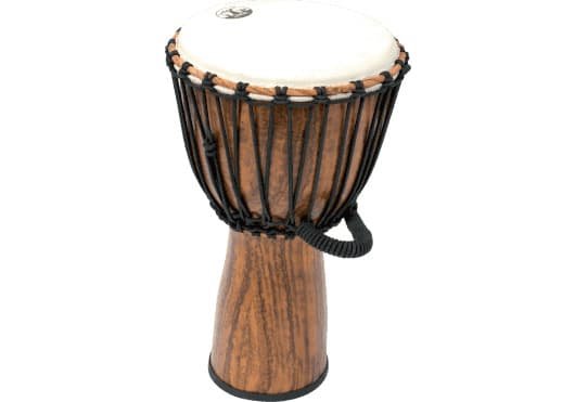 Djembe de 14? construído en PVC con diseño que imita a la madera. Permite regular la tensión para o