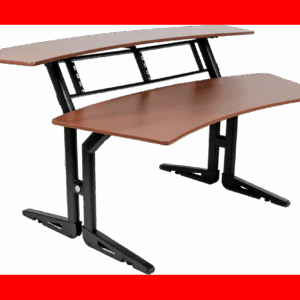 MUEBLE ESTUDIO (WORKSTATION) CON DOS NIVELES & SOPORTE RACK 4x2U - CEREZO