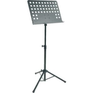 Atril de orquesta. Metálico. Base para los cuadernos y libros perforada