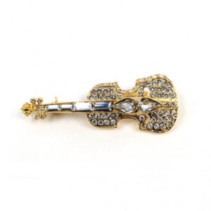 Broche violín/viola Swarovski dorado