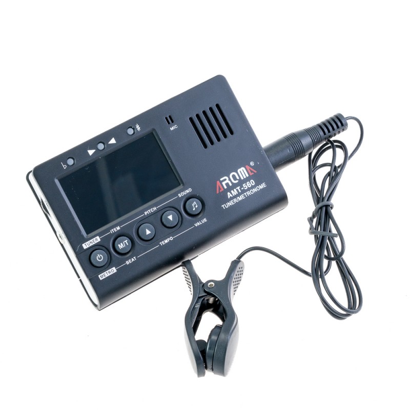 Metrónomo/afinador y generador de tono Aroma AMT-560 en negro