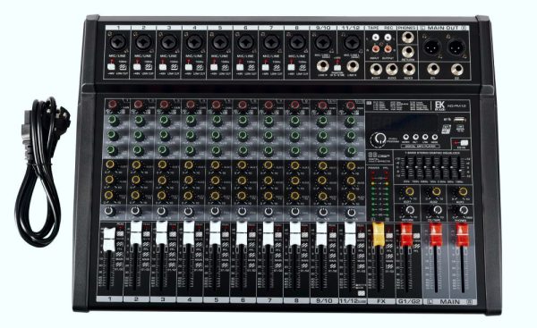 Mezclador EK 12 canales con Efectos, Reproductor USB/MP3 y EQ General - Imagen 2