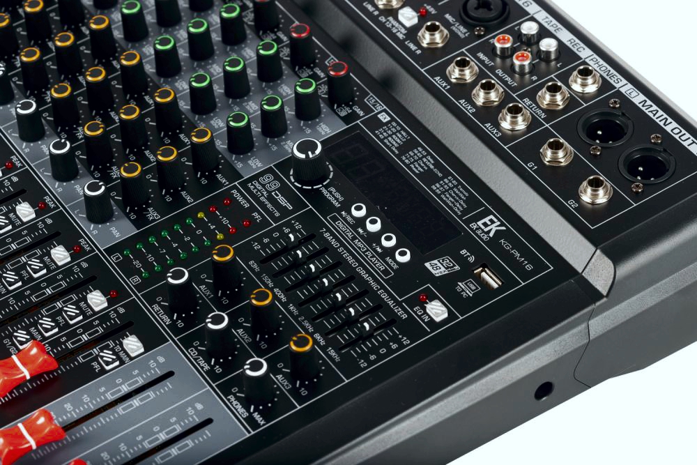 Mezclador EK 16 canales con Efectos, Reproductor USB/MP3 y EQ General - Imagen 3